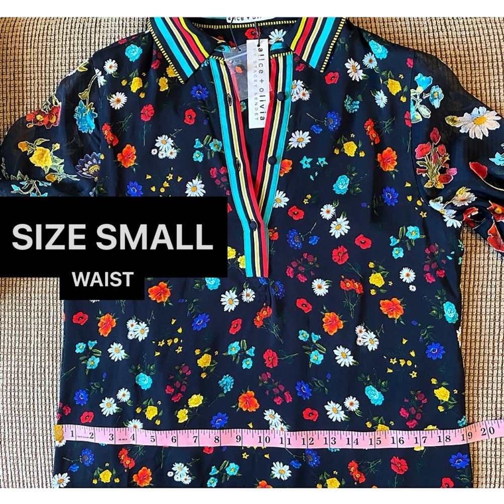 Alice + Olivia Lalita Floral Collared Mini Shirt Dress - Picture 12 of 16